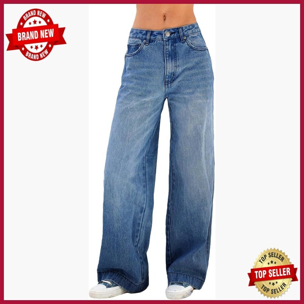Wide Leg Low Rise Baggy Denim Jeans Y2K Streetwear Trendy Pants